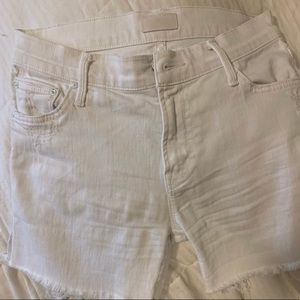 MOTHER white distressed cut off shorts